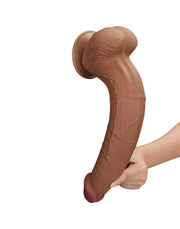 LoveToy - Sliding Skin Dildo - Lengte 34 cm - Bruin-Laced-up.nl