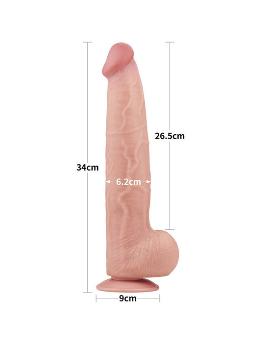 LoveToy - Sliding Skin Dildo - Lengte 34 cm - Lichte Huidskleur-Laced-up.nl