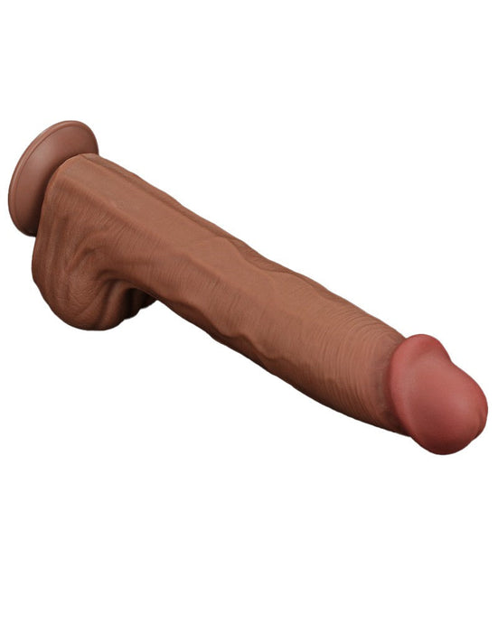 LoveToy - Sliding Skin Dildo - Lengte 36 cm - Bruin-Laced-up.nl