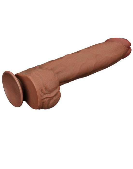 LoveToy - Sliding Skin Dildo - Lengte 36 cm - Bruin-Laced-up.nl