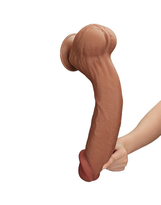 LoveToy - Sliding Skin Dildo - Lengte 36 cm - Bruin-Laced-up.nl