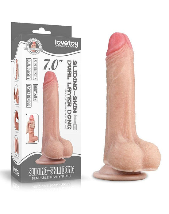 LoveToy - Sliding Skin Dildo - Lengte 18 cm - Lichte Huidskleur-Laced-up.nl