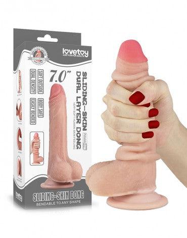 LoveToy - Sliding Skin Dildo - Lengte 18 cm - Lichte Huidskleur-Laced-up.nl