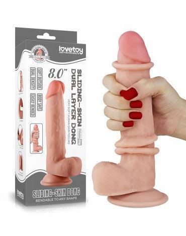 LoveToy - Sliding Skin Dildo - Lengte 20 cm - Lichte Huidskleur-Laced-up.nl