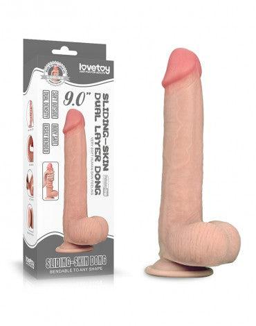 LoveToy - Sliding Skin Dildo - Lengte 23 cm - Lichte Huidskleur-Laced-up.nl