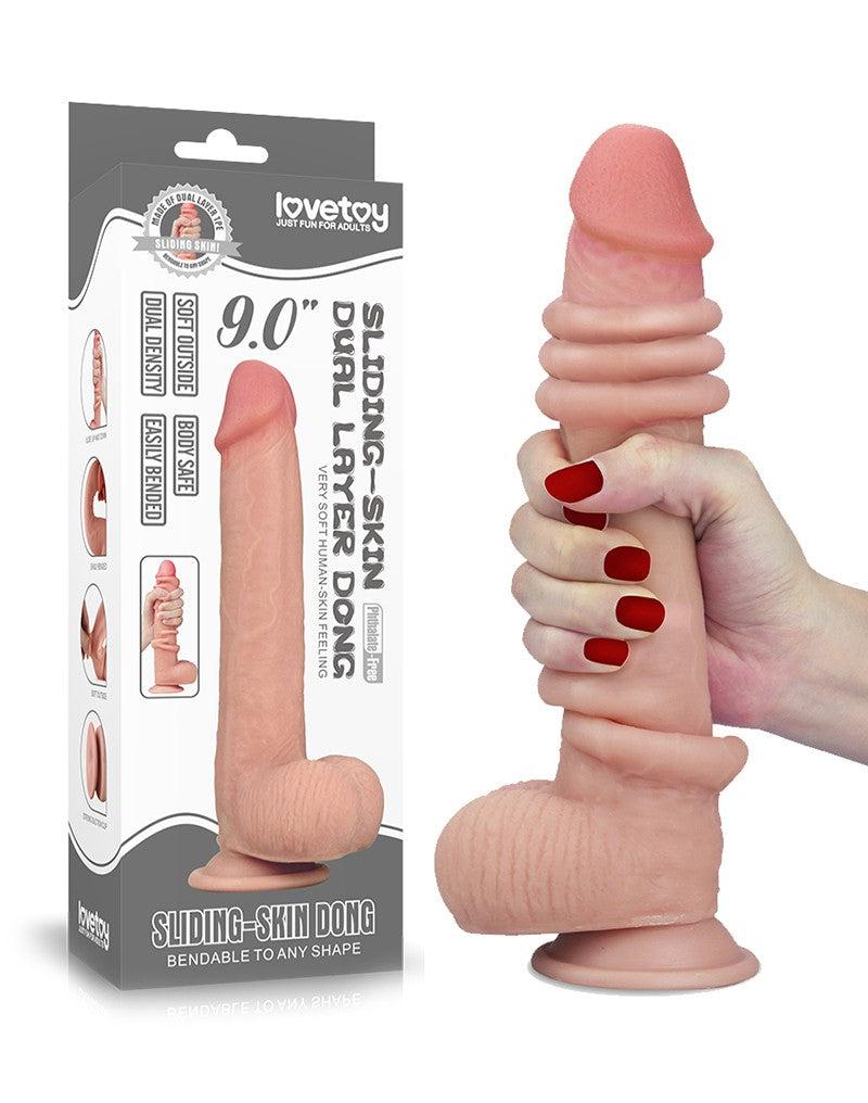 LoveToy - Sliding Skin Dildo - Lengte 23 cm - Lichte Huidskleur-Laced-up.nl