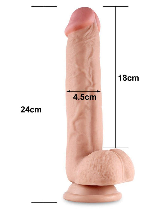 LoveToy - Sliding Skin Dildo - Lengte 24 cm - Lichte Huidskleur-Laced-up.nl