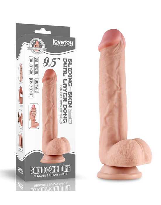 LoveToy - Sliding Skin Dildo - Lengte 24 cm - Lichte Huidskleur-Laced-up.nl