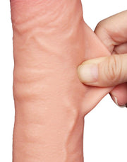 LoveToy - Dubbellaags Dildo - Glijdende Huid Dildo - Lengte 24 cm - Diameter Ø 4.3 cm - Lichte Huidskleur-Laced-up.nl