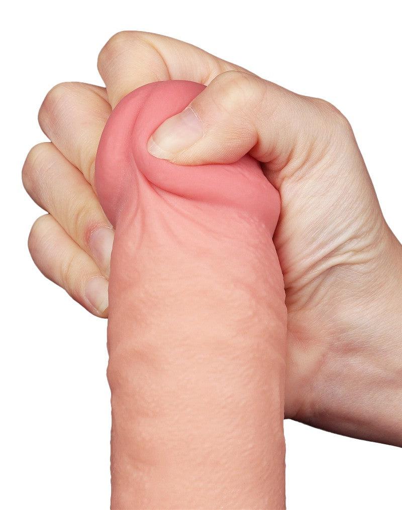 LoveToy - Dubbellaags Dildo - Glijdende Huid Dildo - Lengte 24 cm - Diameter Ø 4.3 cm - Lichte Huidskleur-Laced-up.nl