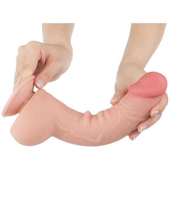 LoveToy - Dubbellaags Dildo - Glijdende Huid Dildo - Lengte 24 cm - Diameter Ø 4.3 cm - Lichte Huidskleur-Laced-up.nl