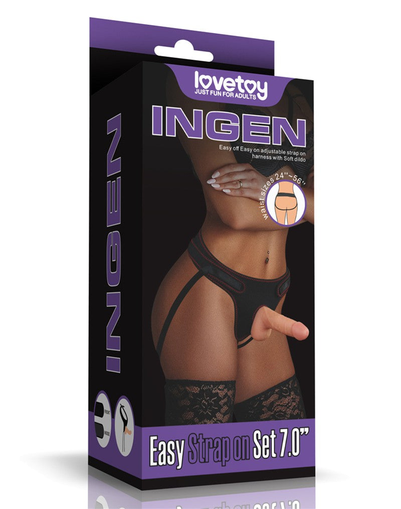 LoveToy - Easy Strap-on Set Met Dildo - 18 cm - Lichte Huidskleur-Laced-up.nl