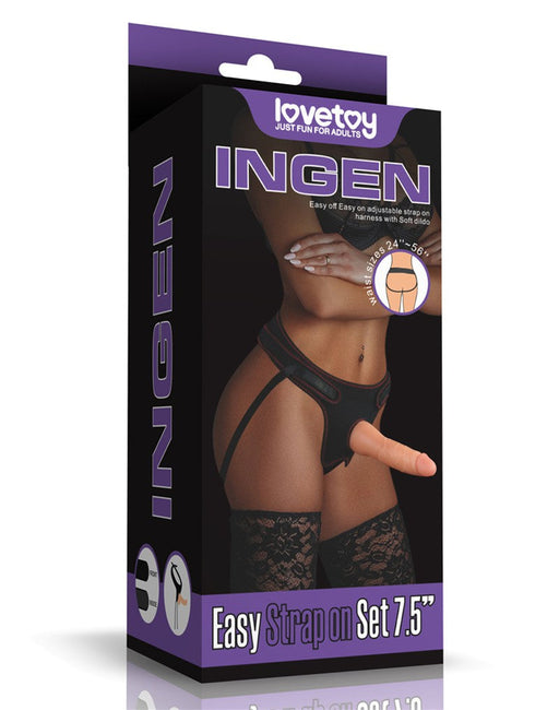 LoveToy - Easy Strap-on Set Met Dildo - 19 cm - Lichte Huidskleur-Laced-up.nl