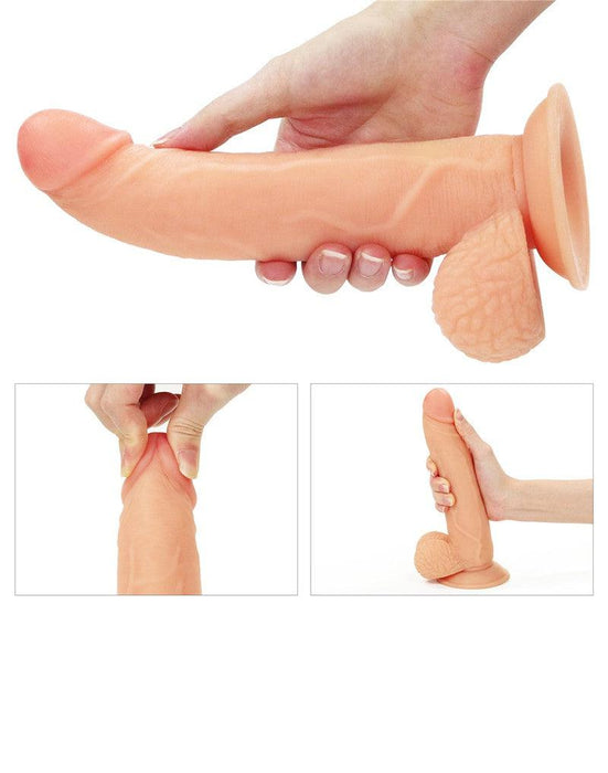 LoveToy - Easy Strap-on Set Met Dildo - 21,5 cm Met Balzak - Lichte Huidskleur-Laced-up.nl