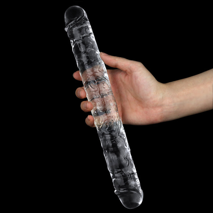 LoveToy - Flawless - Dubbele Dildo - 30 x 3,5 cm - Transparant-Laced-up.nl