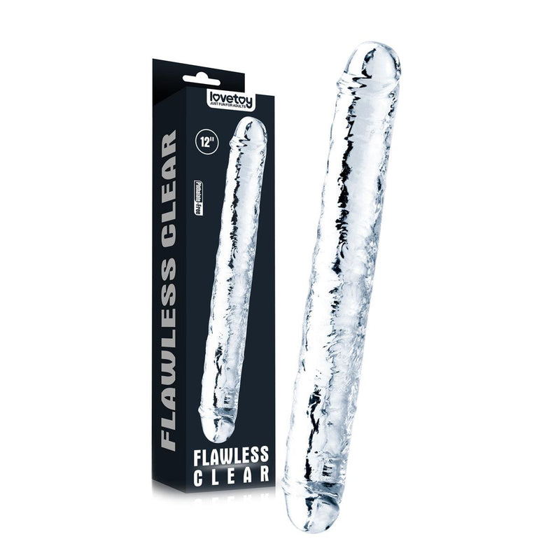 LoveToy - Flawless - Dubbele Dildo - 30 x 3,5 cm - Transparant-Laced-up.nl