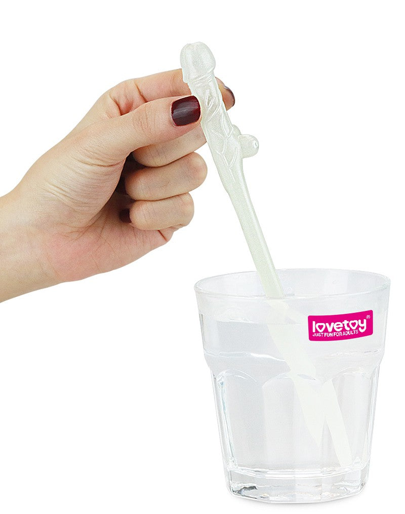 LoveToy - Herbruikbare Piemel Drinkrietjes - Glow In The dark-Laced-up.nl