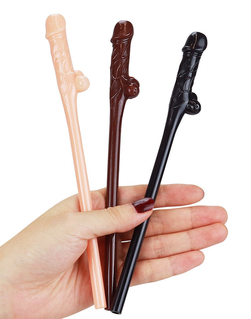 LoveToy - Herbruikbare Piemel Drinkrietjes - Lichte En Donkere Huidskleuren-Laced-up.nl