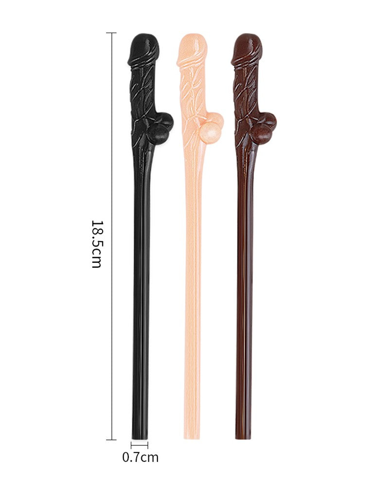 LoveToy - Herbruikbare Piemel Drinkrietjes - Lichte En Donkere Huidskleuren-Laced-up.nl
