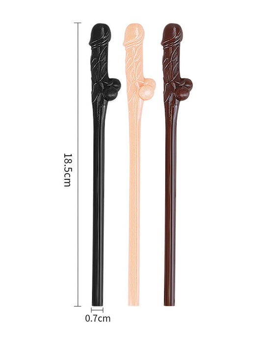 LoveToy - Herbruikbare Piemel Drinkrietjes - Lichte En Donkere Huidskleuren-Laced-up.nl