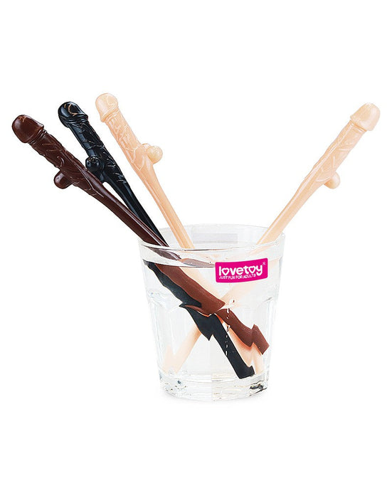 LoveToy - Herbruikbare Piemel Drinkrietjes - Lichte En Donkere Huidskleuren-Laced-up.nl