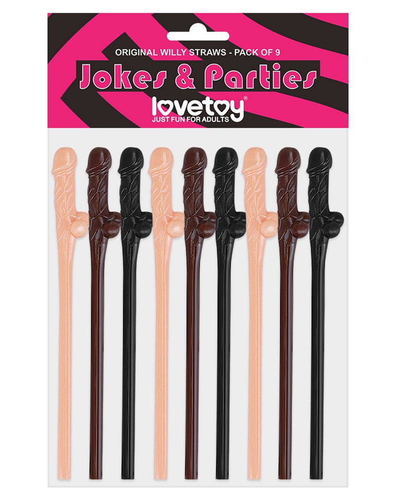 LoveToy - Herbruikbare Piemel Drinkrietjes - Lichte En Donkere Huidskleuren-Laced-up.nl