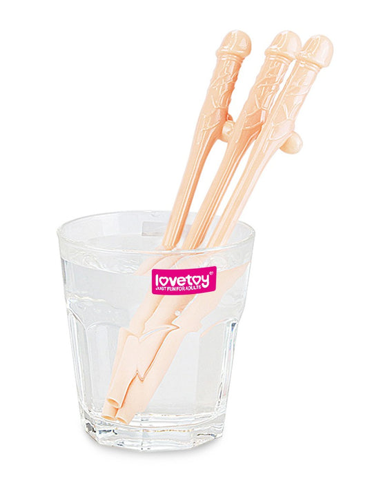 LoveToy - Herbruikbare Piemel Drinkrietjes - Lichte Huidskleur-Laced-up.nl