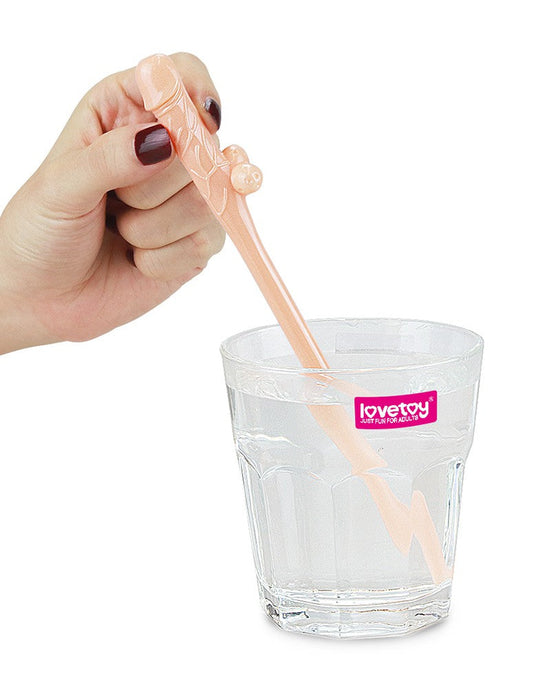 LoveToy - Herbruikbare Piemel Drinkrietjes - Lichte Huidskleur-Laced-up.nl