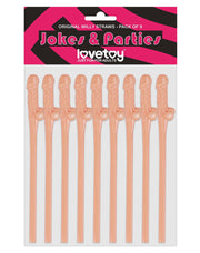 LoveToy - Herbruikbare Piemel Drinkrietjes - Lichte Huidskleur-Laced-up.nl