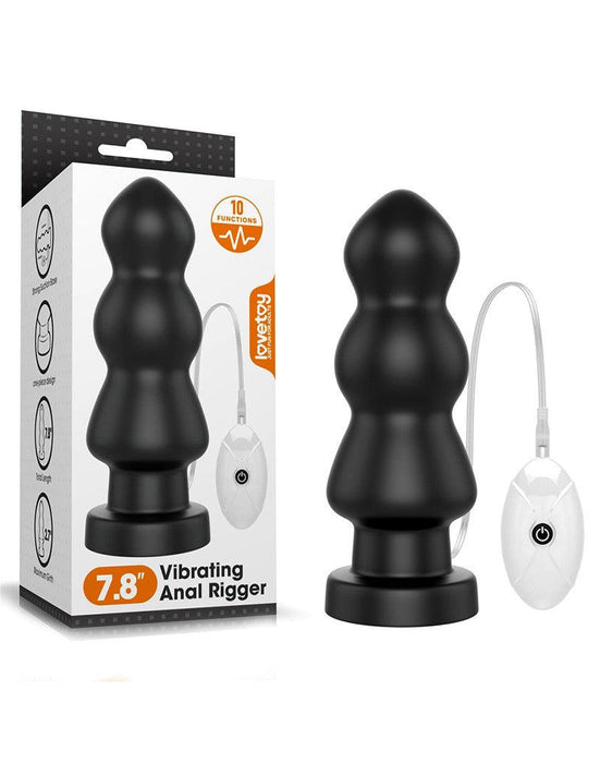 LoveToy - Anal Rigger - King Size Vibrerende Buttplug 20 cm - Zwart-Laced-up.nl