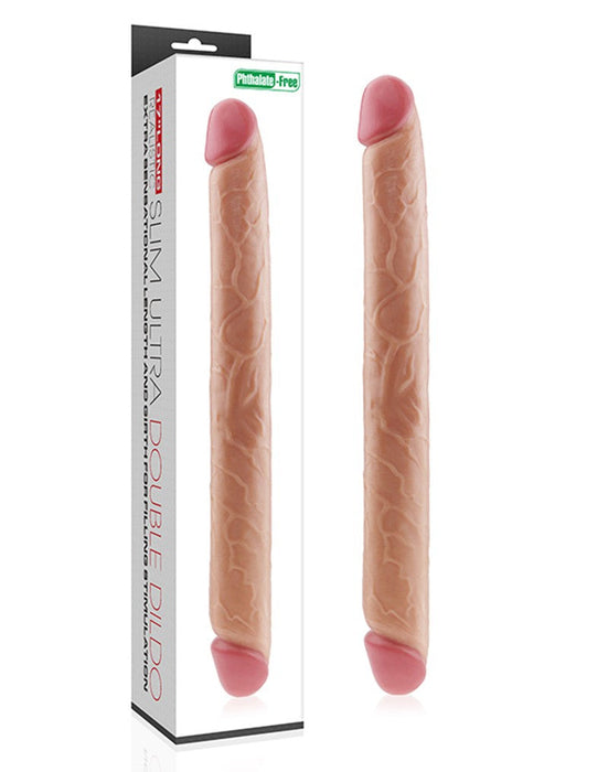 LoveToy - Kingsize Slim Ultra Dubbele Dildo 45 cm - Lichte Huidskleur-Laced-up.nl