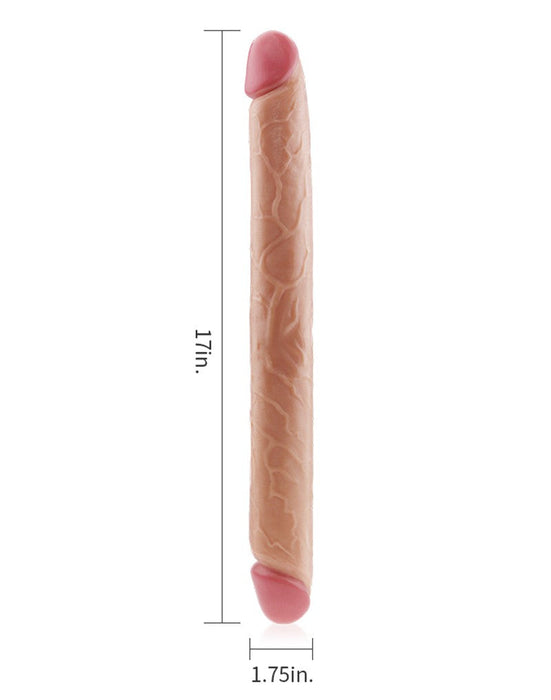 LoveToy - Kingsize Slim Ultra Dubbele Dildo 45 cm - Lichte Huidskleur-Laced-up.nl