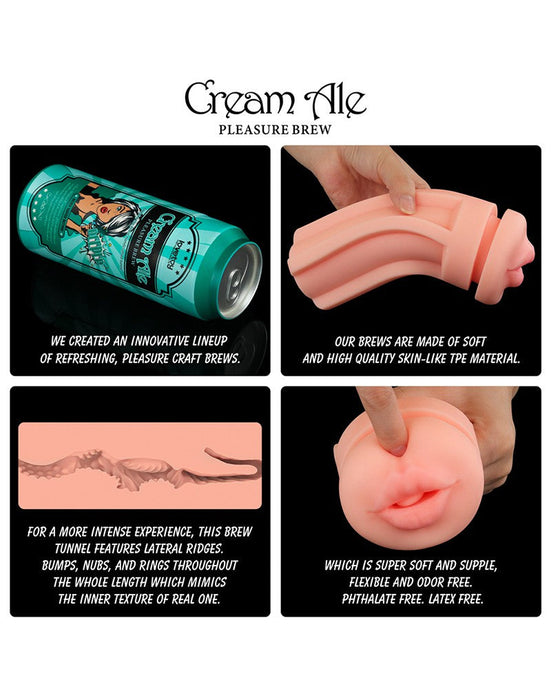 Lovetoy - Masturbator in Bierblikje - Pleasure Brew Blonde Ale Vagina Masturbator - Nude & Groen - TPE-Laced-up.nl