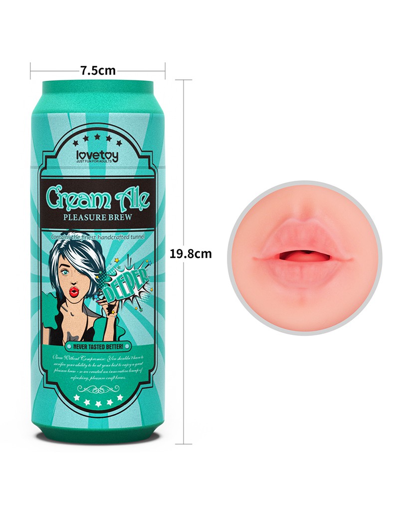 Lovetoy - Masturbator in Bierblikje - Pleasure Brew Blonde Ale Vagina Masturbator - Nude & Groen - TPE-Laced-up.nl