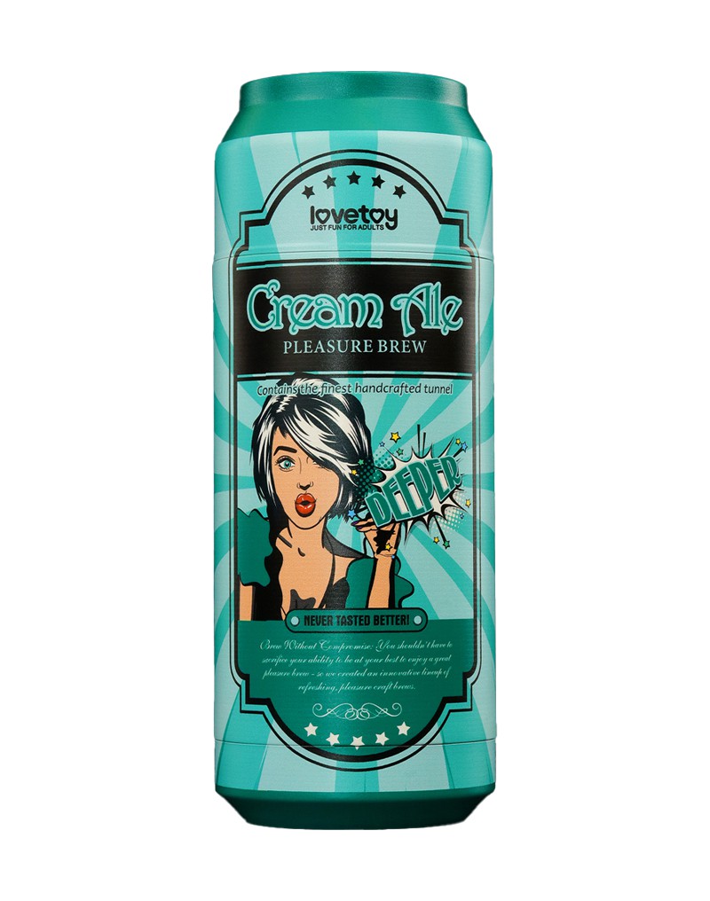 Lovetoy - Masturbator in Bierblikje - Pleasure Brew Blonde Ale Vagina Masturbator - Nude & Groen - TPE-Laced-up.nl
