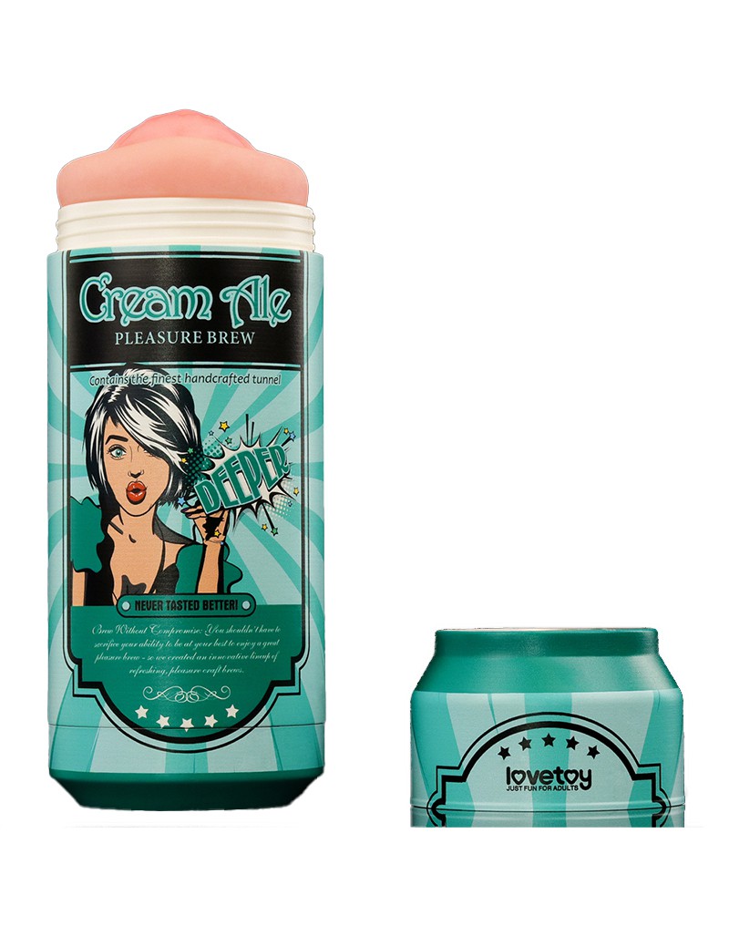 Lovetoy - Masturbator in Bierblikje - Pleasure Brew Blonde Ale Vagina Masturbator - Nude & Groen - TPE-Laced-up.nl