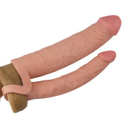 LoveToy - Pleasure X-tender Dubbele penis sleeve - Lichte Huidskleur-Laced-up.nl
