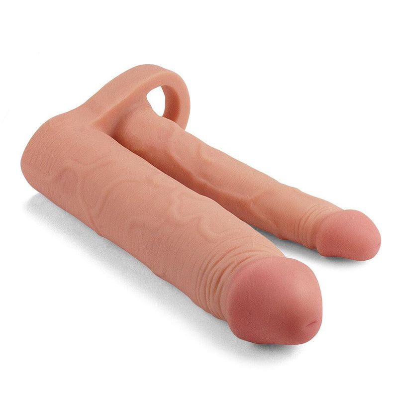 LoveToy - Pleasure X-tender Dubbele penis sleeve - Lichte Huidskleur-Laced-up.nl