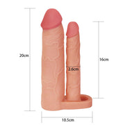 LoveToy - Pleasure X-tender Dubbele penis sleeve - Lichte Huidskleur-Laced-up.nl