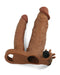 LoveToy - Pleasure X-tender Verlengende Vibrerende dubbele penis sleeve - Bruin-Laced-up.nl