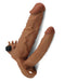 LoveToy - Pleasure X-tender Verlengende Vibrerende dubbele penis sleeve - Bruin-Laced-up.nl