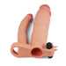 LoveToy - Pleasure X-tender Vibrerende Dubbele Penis Sleeve - 21 en 17 cm - Lichte Huidskleur-Laced-up.nl