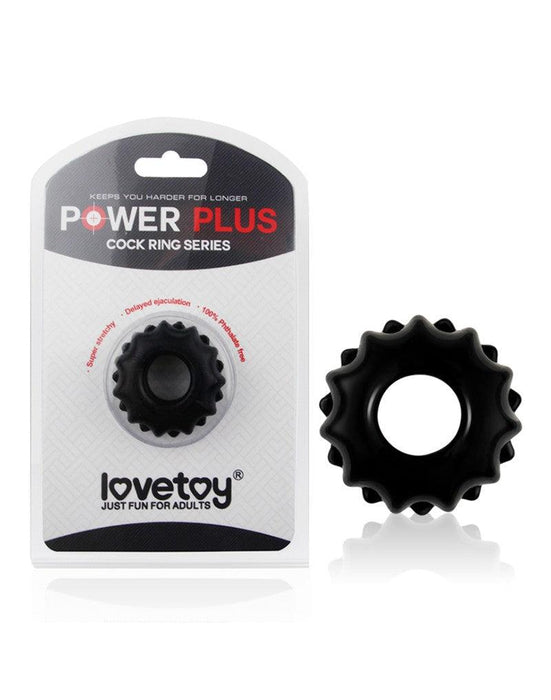 LoveToy - PowerPlus - Flexibele Cockring Tandwiel - Zwart-Laced-up.nl