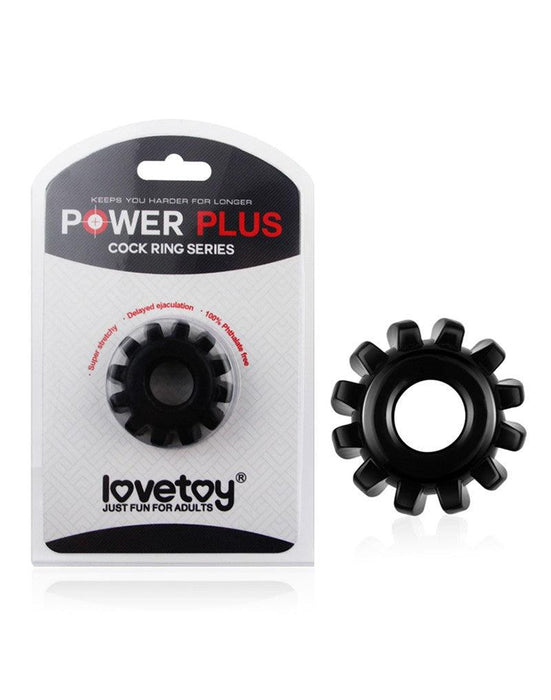 LoveToy - PowerPlus - Flexibele Cockring Tandwiel Groot - Zwart-Laced-up.nl