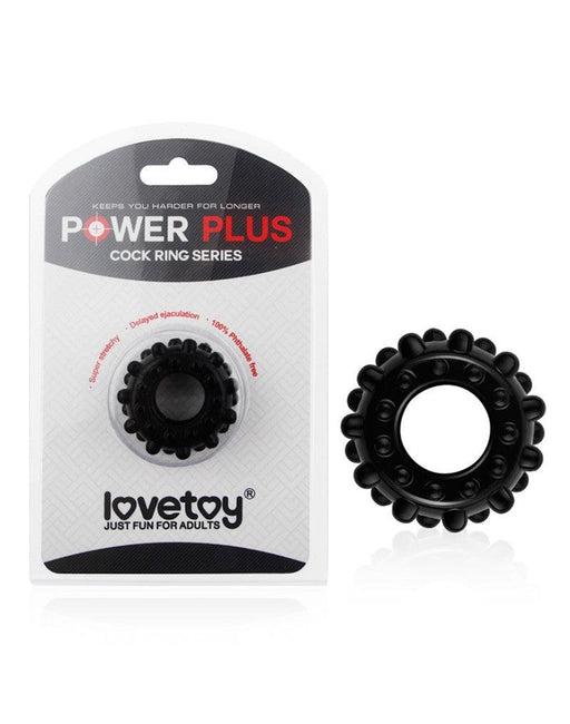 LoveToy - PowerPlus - Flexibele Cockring Nopjes - Zwart-Laced-up.nl