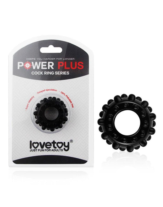 LoveToy - PowerPlus - Flexibele Cockring Nopjes - Zwart-Laced-up.nl