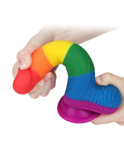 LoveToy - Rainbow Pride Dildo met Scrotum 19.5 cm-Laced-up.nl