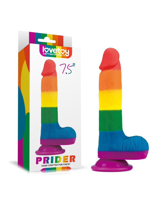 LoveToy - Rainbow Pride Dildo met Scrotum 19.5 cm-Laced-up.nl