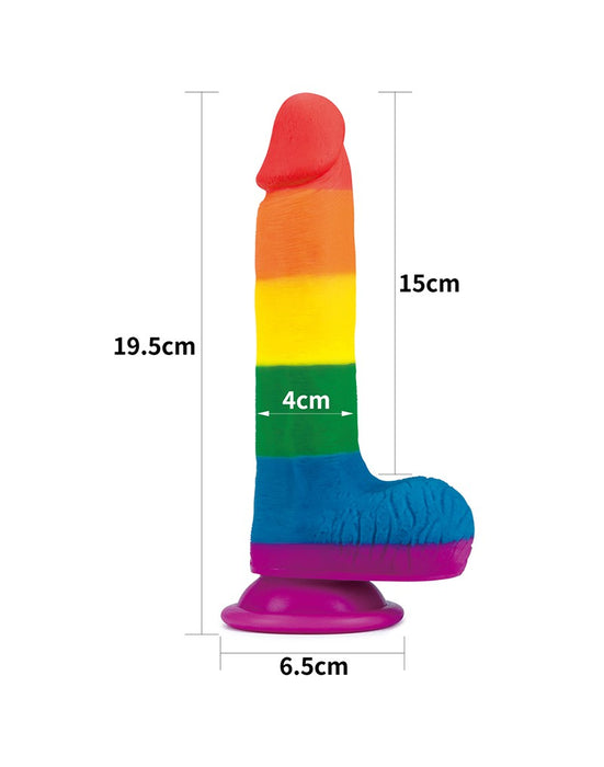 LoveToy - Rainbow Pride Dildo met Scrotum 19.5 cm-Laced-up.nl