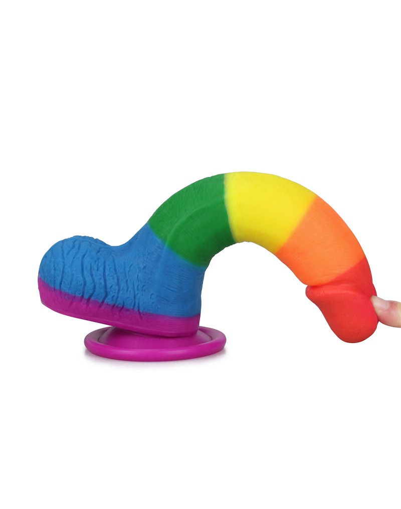 LoveToy - Rainbow Pride Dildo met Scrotum 19.5 cm-Laced-up.nl